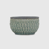 Arcello Round Blue Leaf Patterned Ceramic Pot